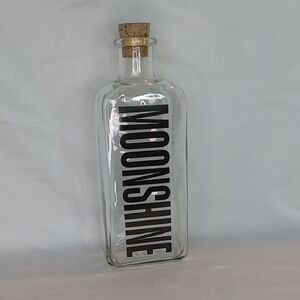 Vintage 70's MCM Retro Typographic  Moonshine Liquor Decanter Batware With Cork